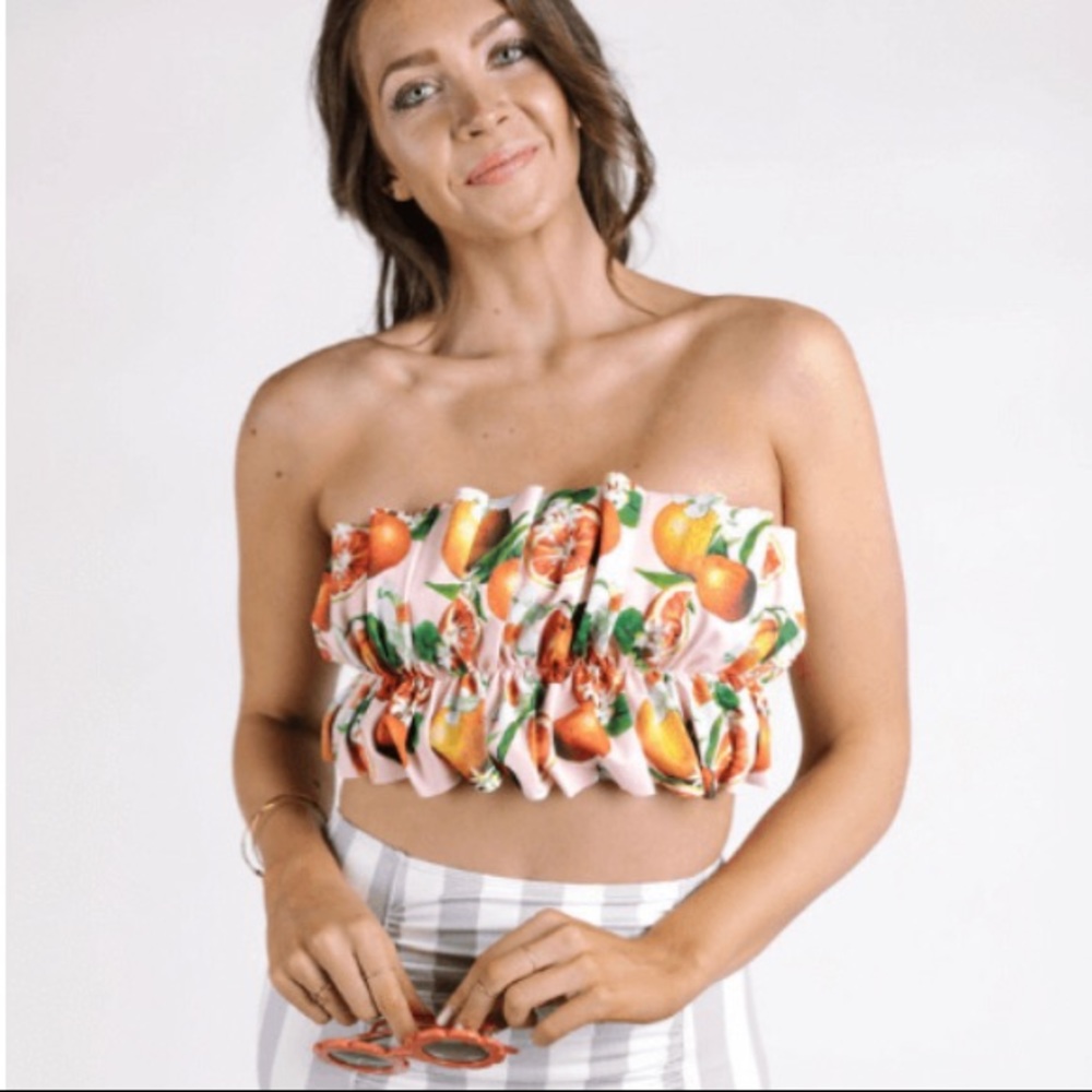 Kortni Jeane Oversized Ruffle Top in Grapefruit